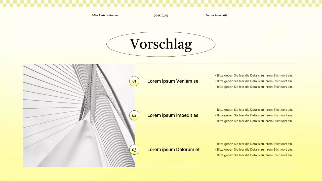 Kitschiger Geschäftsprojektvorschlag in Gelb
