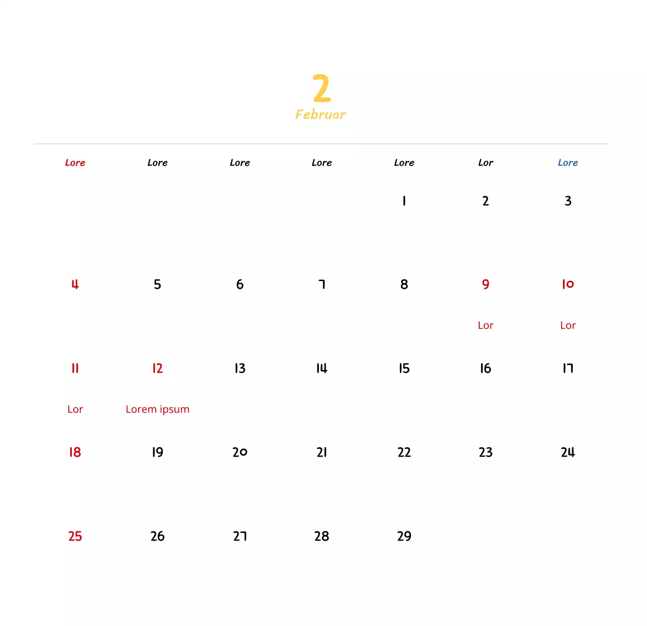Neujahrskalender mit niedlichen Illustrationen
