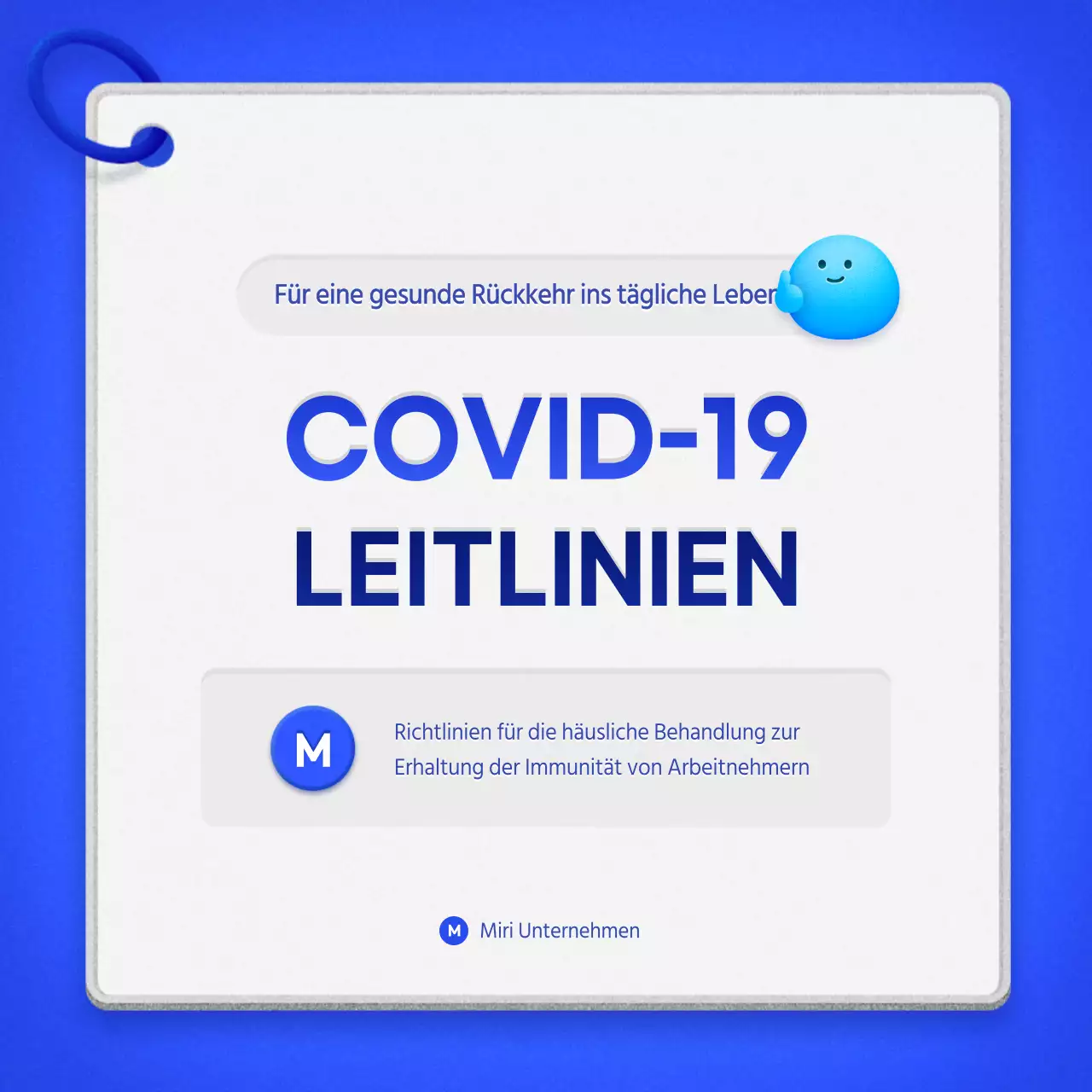 Ein übersichtlicher Leitfaden für die häusliche Pflege mit einem blauen Stichwortkartenkonzept