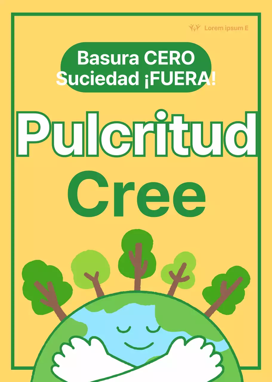 Calles más limpias con simpáticas ilustraciones amarillas y verdes de la Tierra Campañas medioambientales públicas