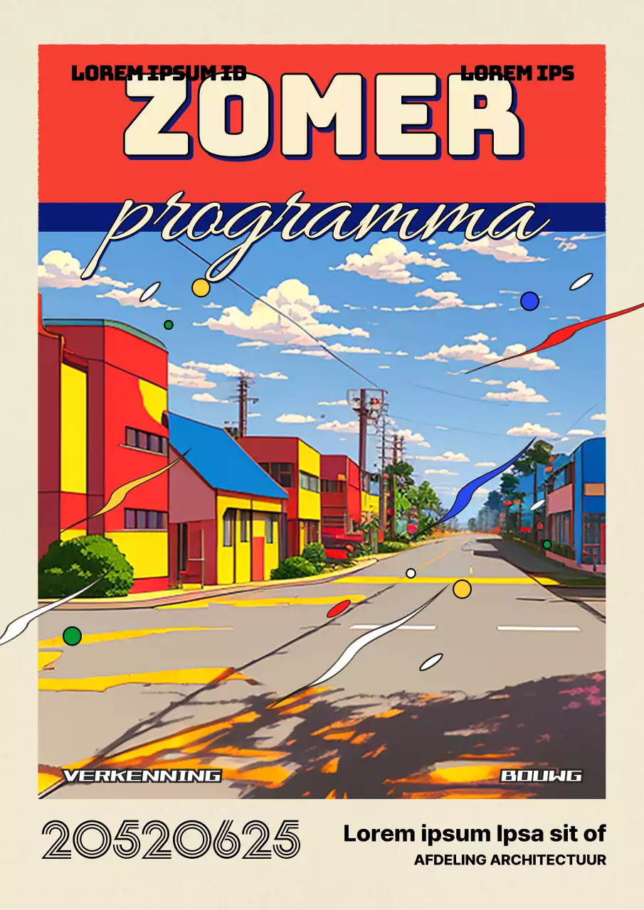 Rood en blauw citypop concept architectuur en stedelijke verkenning