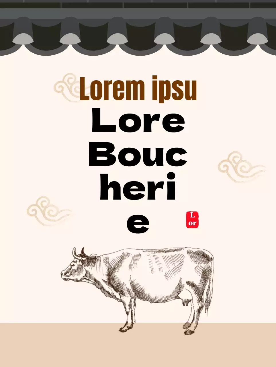 Boucherie traditionnelle dans une maison en tuiles beiges