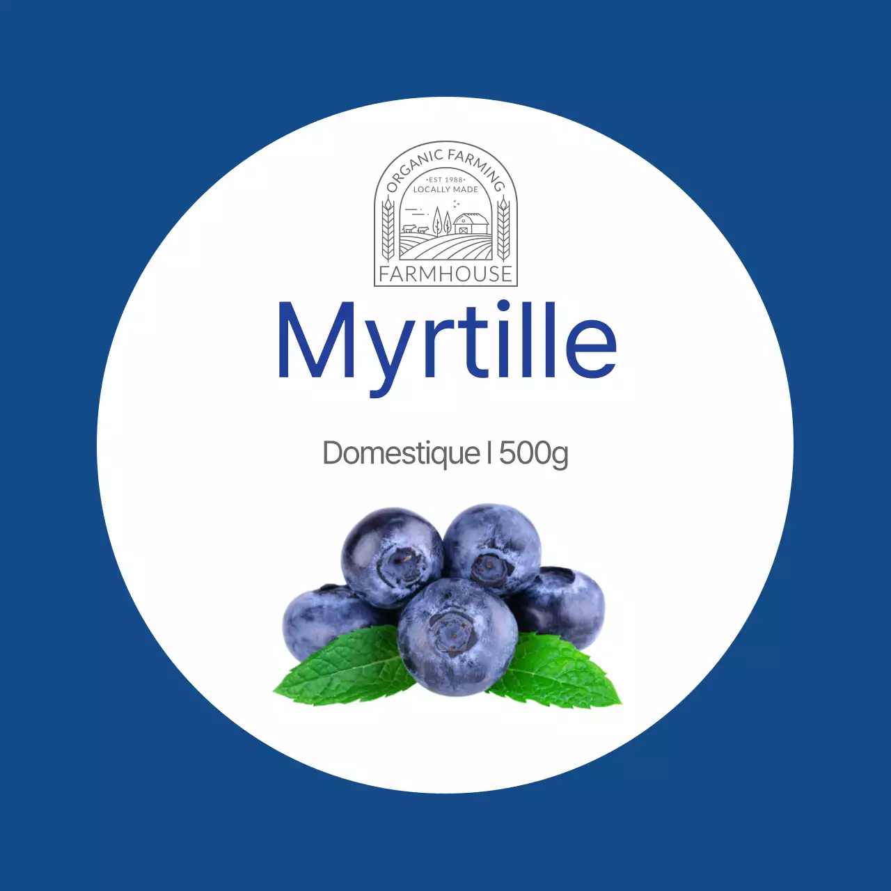Étiquette de produits à base de myrtilles Blue Neat