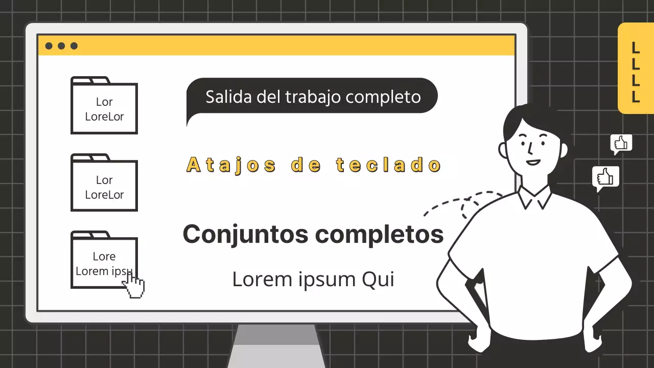 Atajo ilustrado en el lugar de trabajo en una miniatura amarilla tinta de YouTube