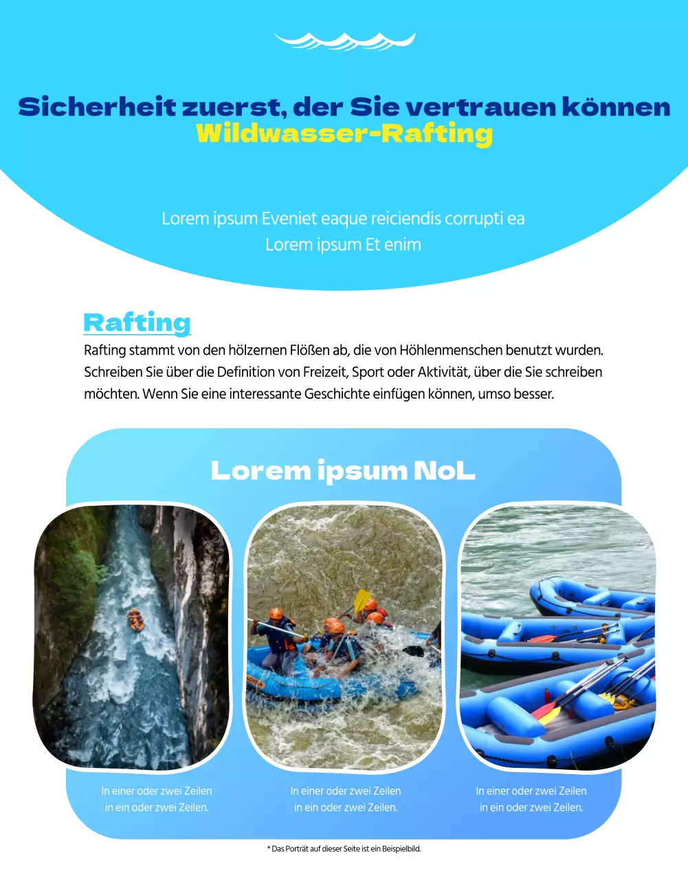 Kühles, sauberes Rafting in Hellblau und Weiß