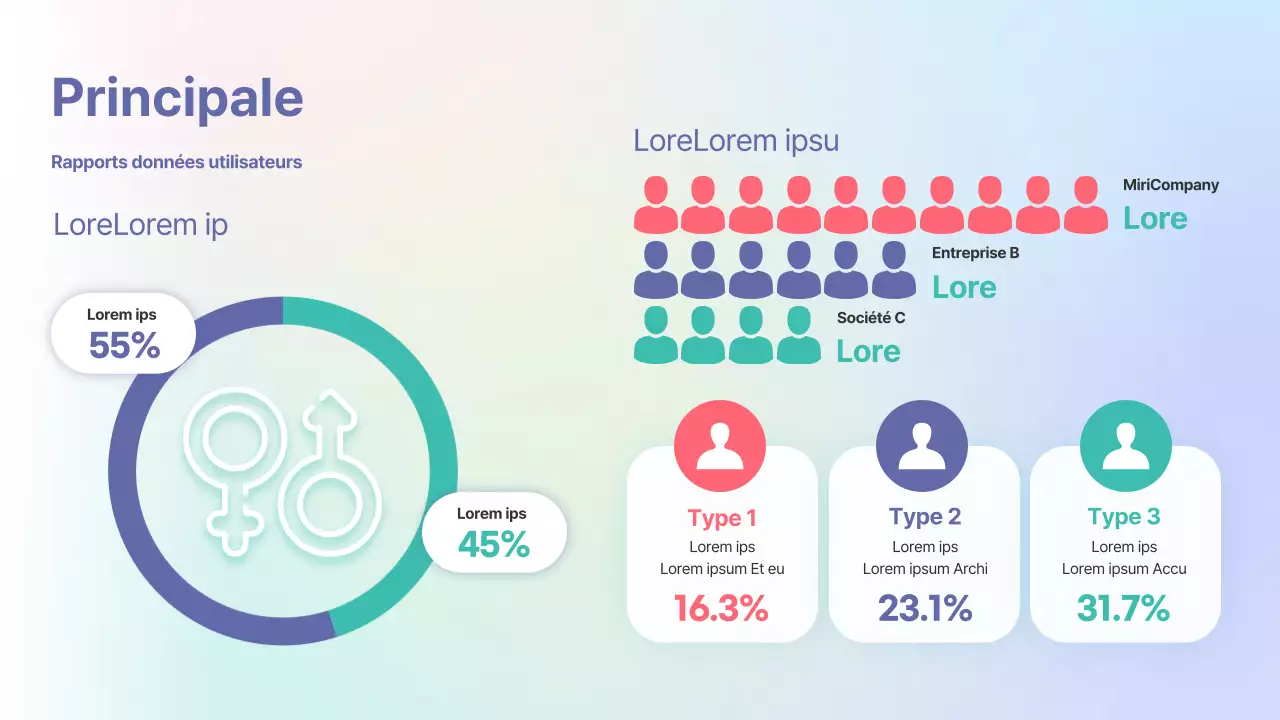 Rapport d'analyse de données sur fond dégradé pastel