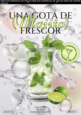 Promocione los mojitos con una moderna combinación de colores en blanco y chartreuse