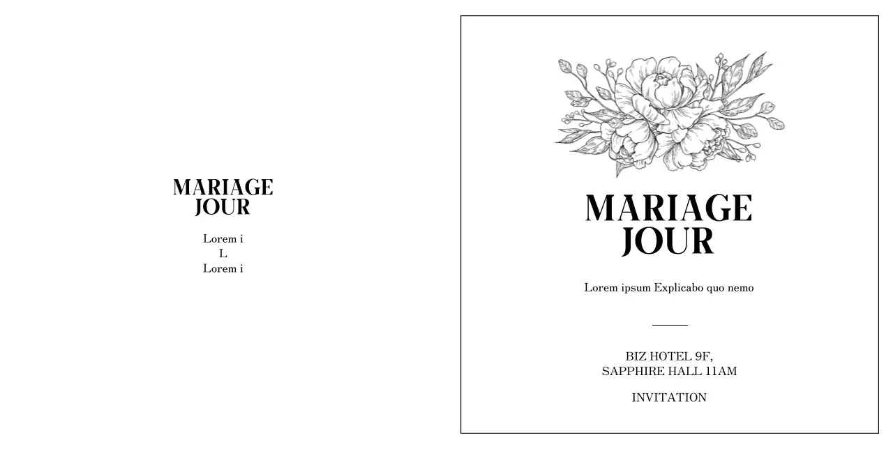 Invitation de mariage sentimentale avec des fleurs dessinées à la main