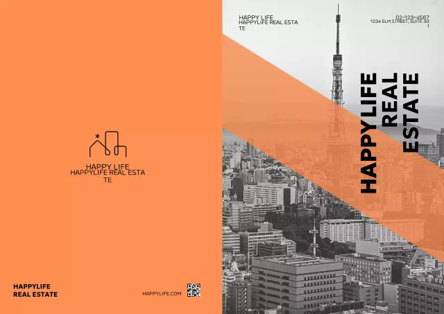 Iklan properti modern berwarna oranye