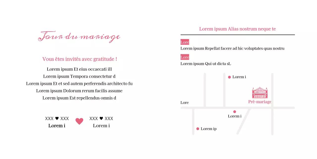 Invitation de mariage simple avec des tulipes roses sur fond blanc