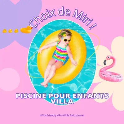 Faites la promotion de votre annonce avec un enfant jouant dans l'eau sur fond rose.