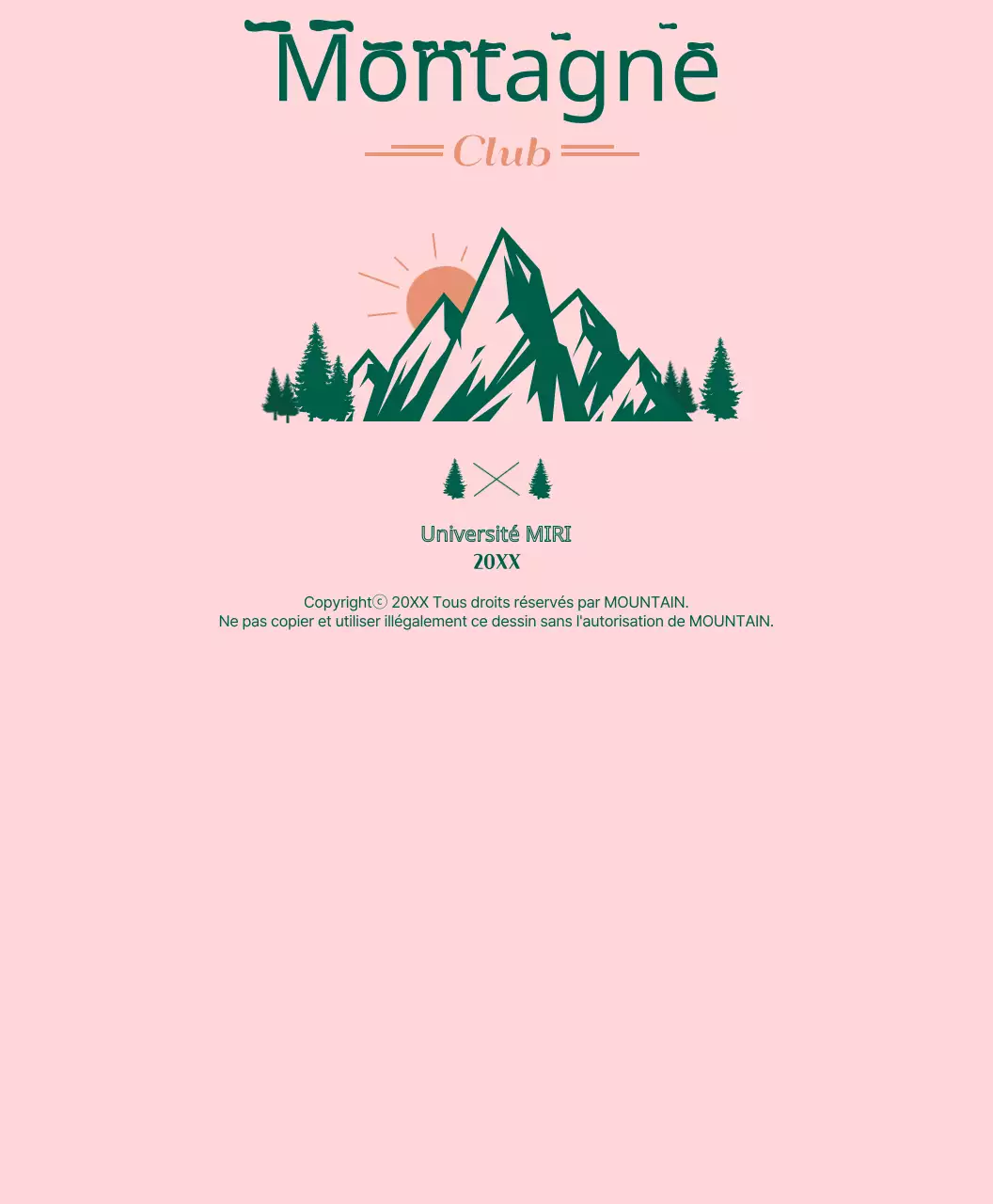 T-shirt de l'équipe du club d'alpinisme avec montagnes et soleil