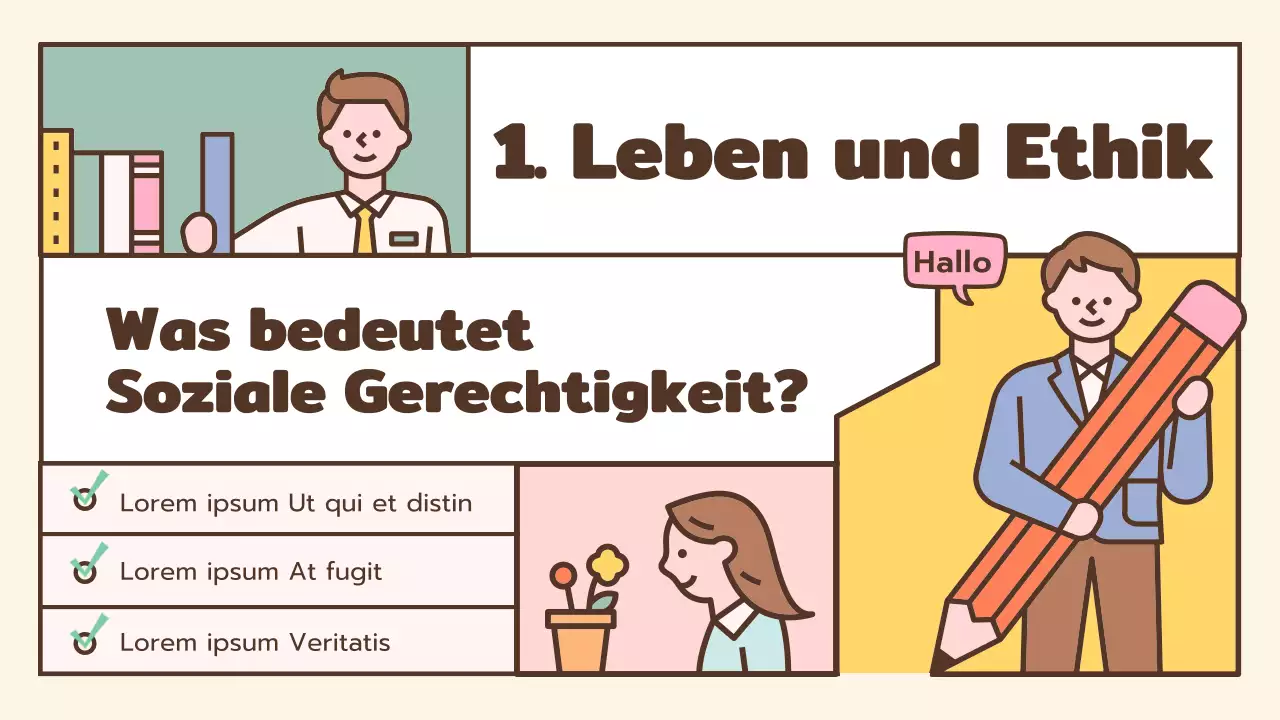 Niedlicher Lebens- und Ethikunterricht in Braun- und Pastelltönen