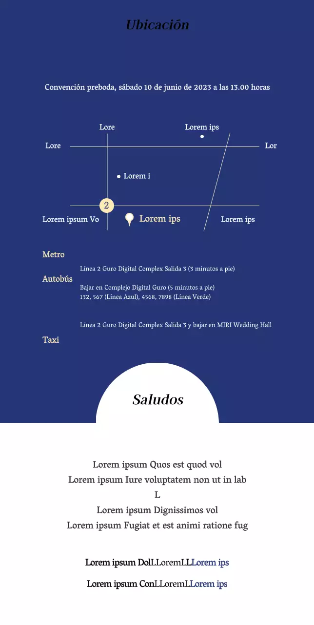 Invitación de boda con fondo azul y aspecto limpio