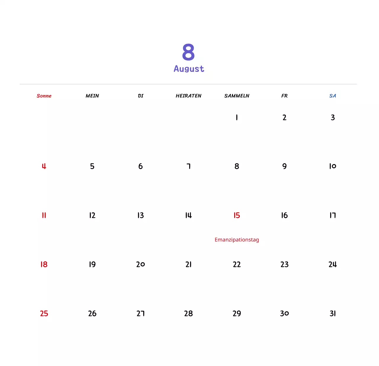 Neujahrskalender mit niedlichen Illustrationen