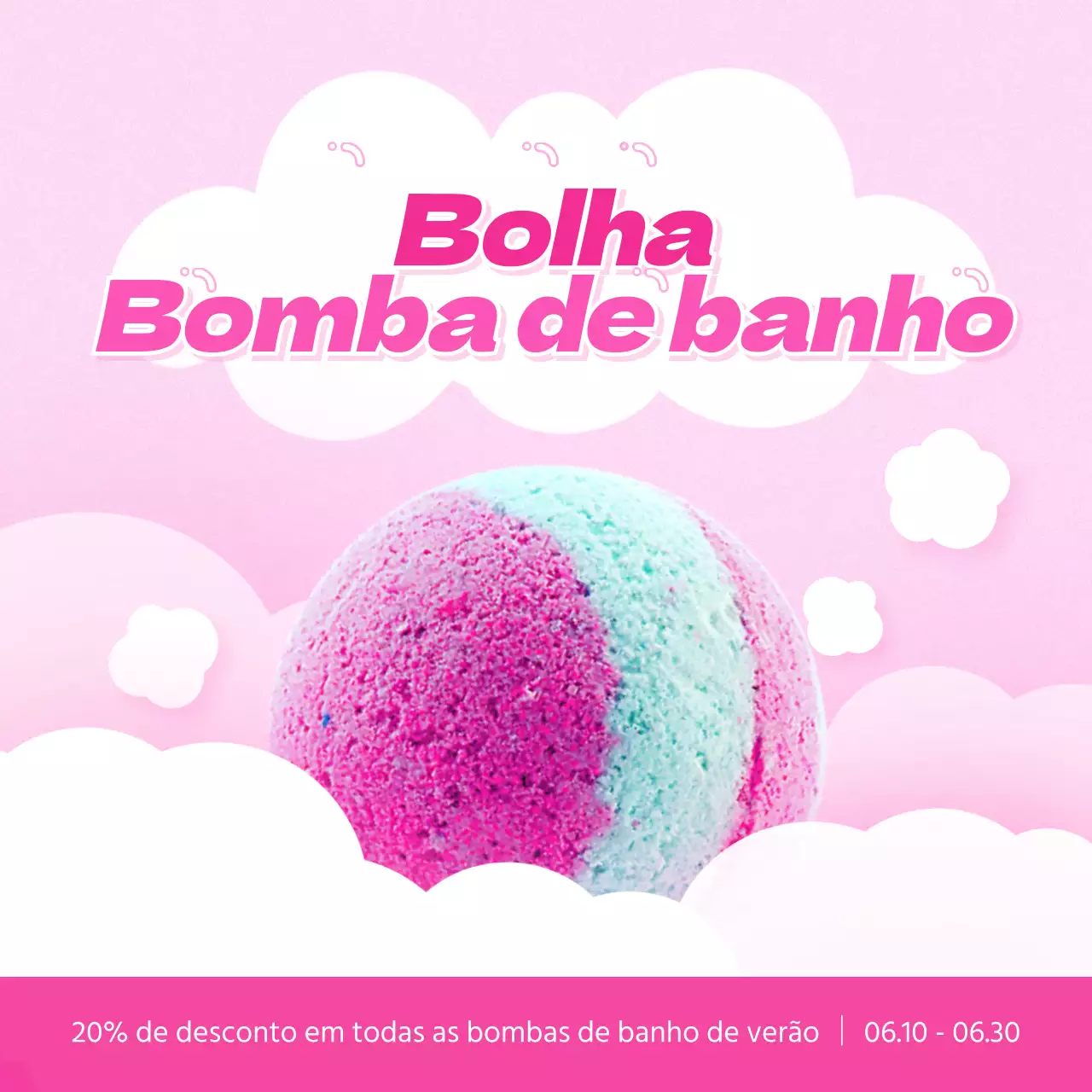 Promover sais de banho kitsch em cor-de-rosa