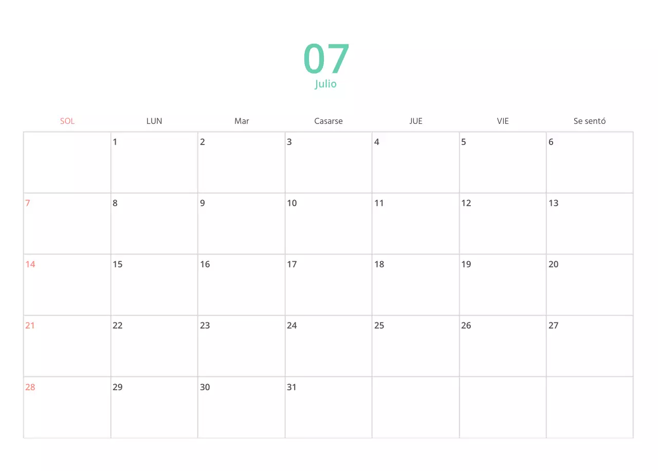 Calendario ilustrado multicolor