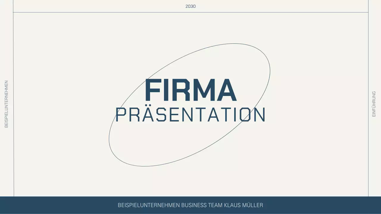 Einfaches Layout in Beige und Marineblau für ein Unternehmensprofil