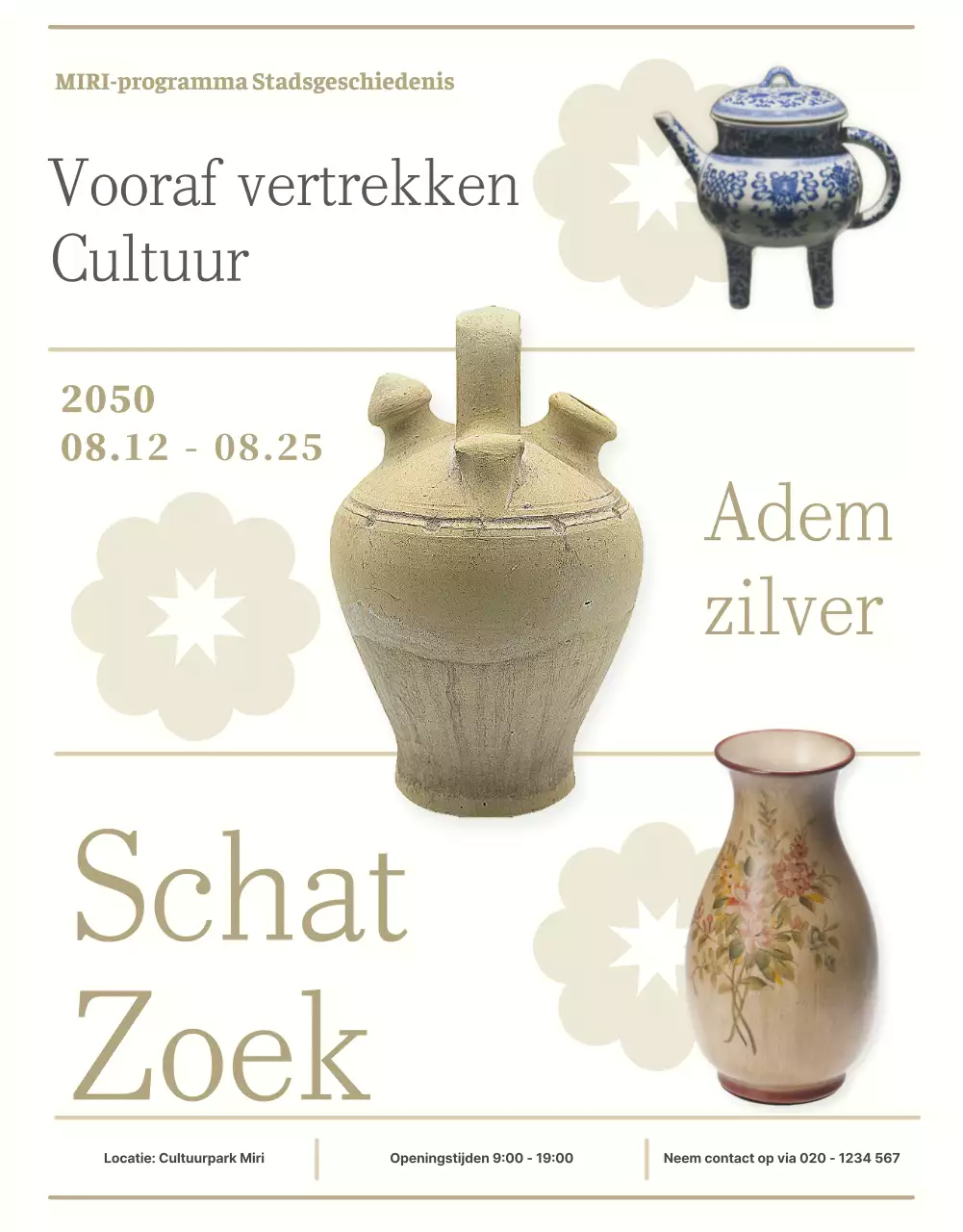 Een rustgevende traditionele poster met een porseleinen afwerking in ivoor.