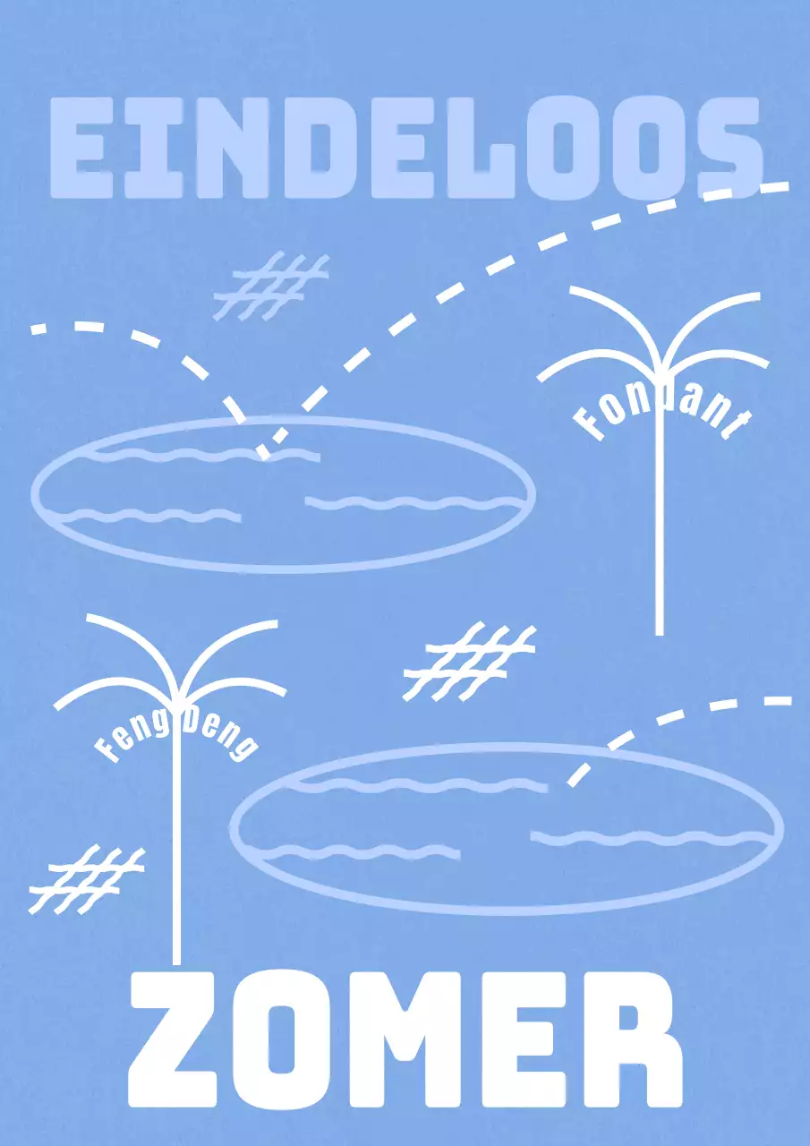 Lichtblauwe palmboom en zwembad lijnillustratie