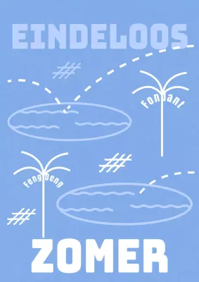 Lichtblauwe palmboom en zwembad lijnillustratie