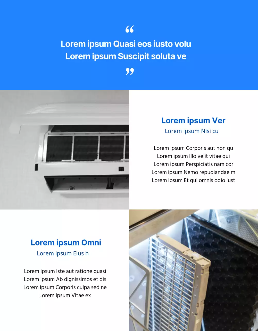 Blauwe, nette en professionele aircoreinigingsdienst (detailpagina)