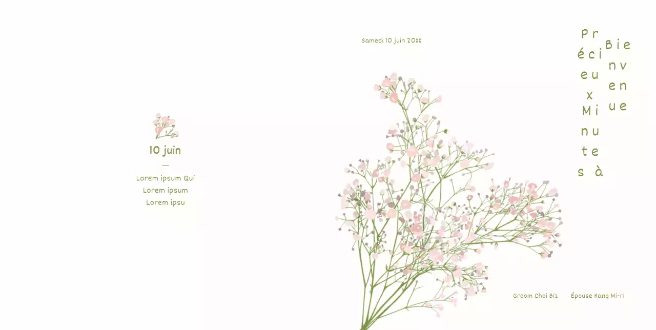 Invitation de mariage polie et sentimentale avec illustration de gypsophile rose