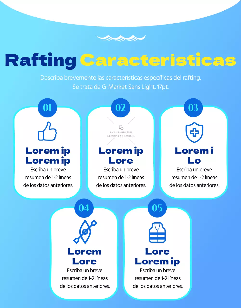 Rafting fresco y limpio en azul claro y blanco