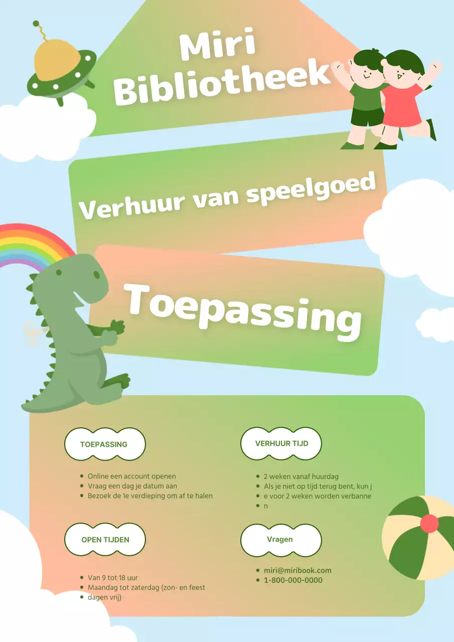 Een gids voor het lenen van schattig speelgoed in groene en oranje gradiëntkleuren