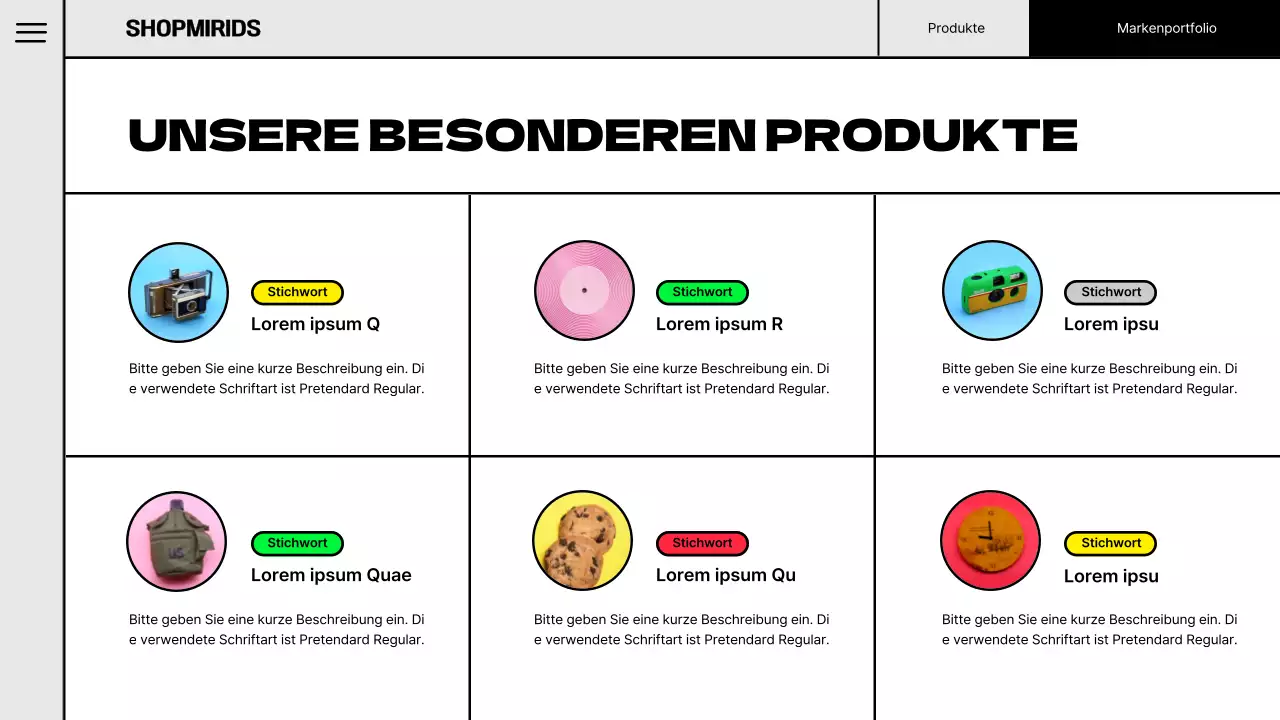 Pop-Illustration Konzept Marke Portfolio in fluoreszierenden Farben