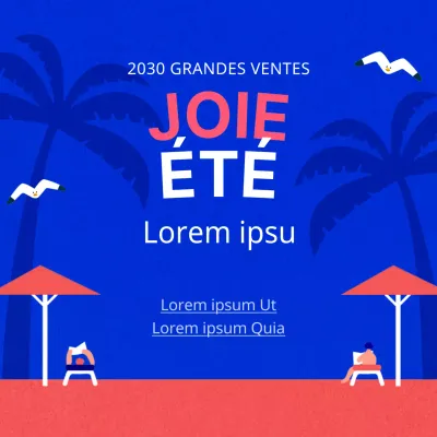 Promouvoir une jolie vente d'été en bleu et rose