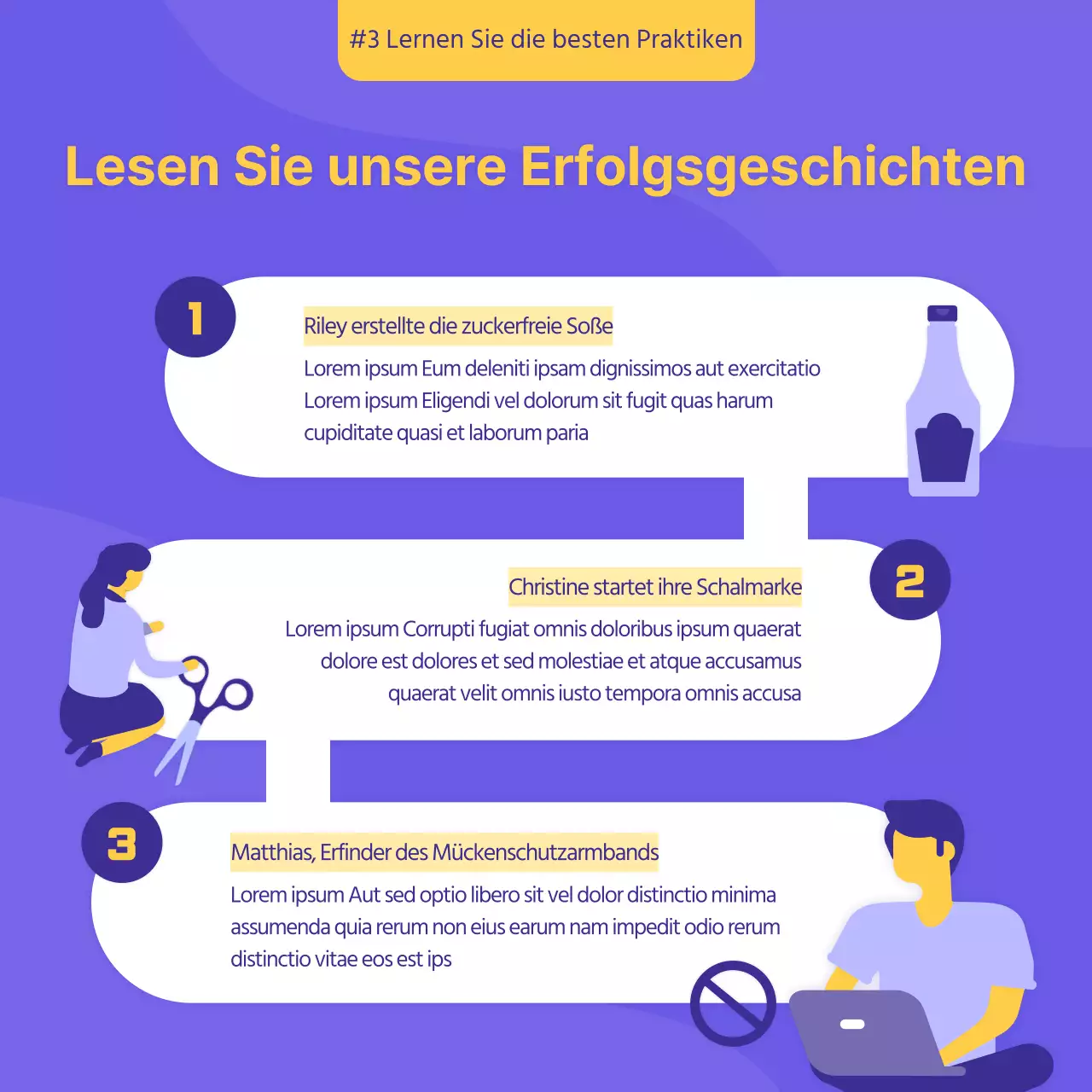 lila gelb illustration persönliche entwicklung nebenprojekt cardnews