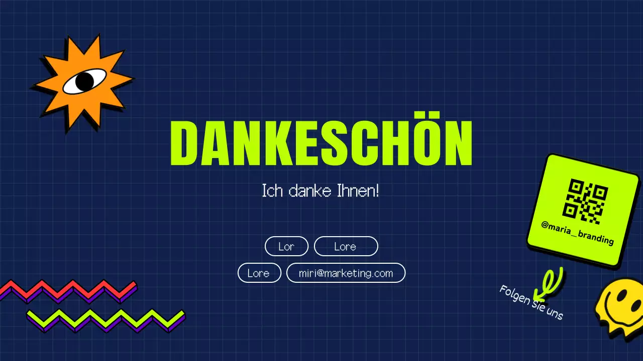 Ein Retro-Thema für soziale Medien in Marineblau und Neonfarben