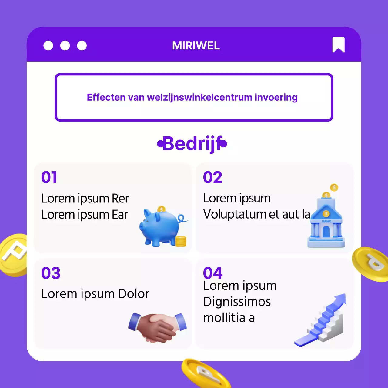 Keurig corporate welfare mall effect met paars-geel 3D concept CardNews