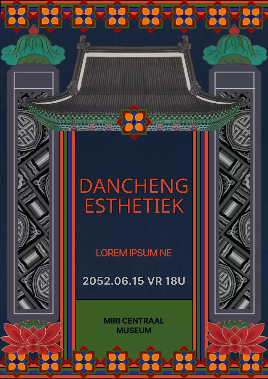 Gids voor de weergave van het traditionele marineblauwe en rode tanchengpatroon