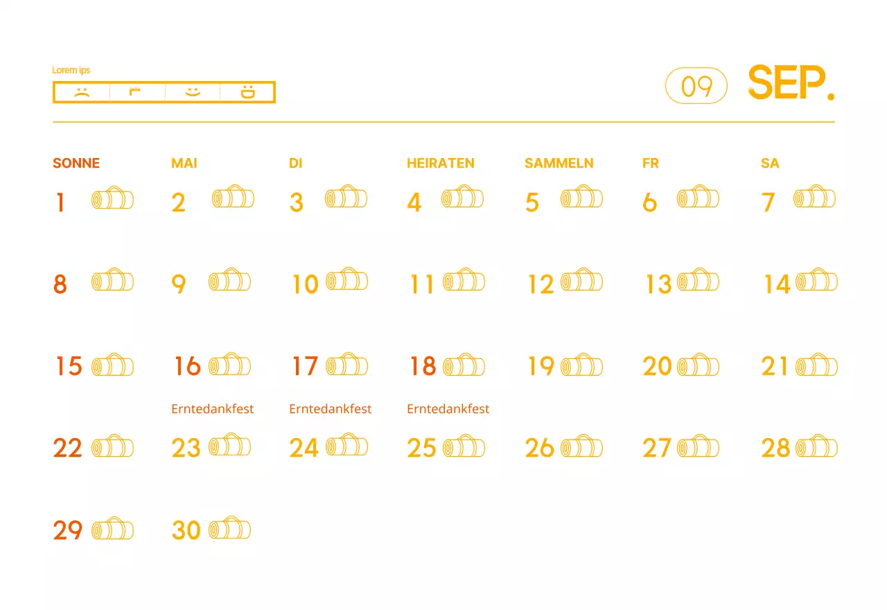 Orangefarbene Kalender zum Verschenken bei der Werbung für Ihr Yogastudio