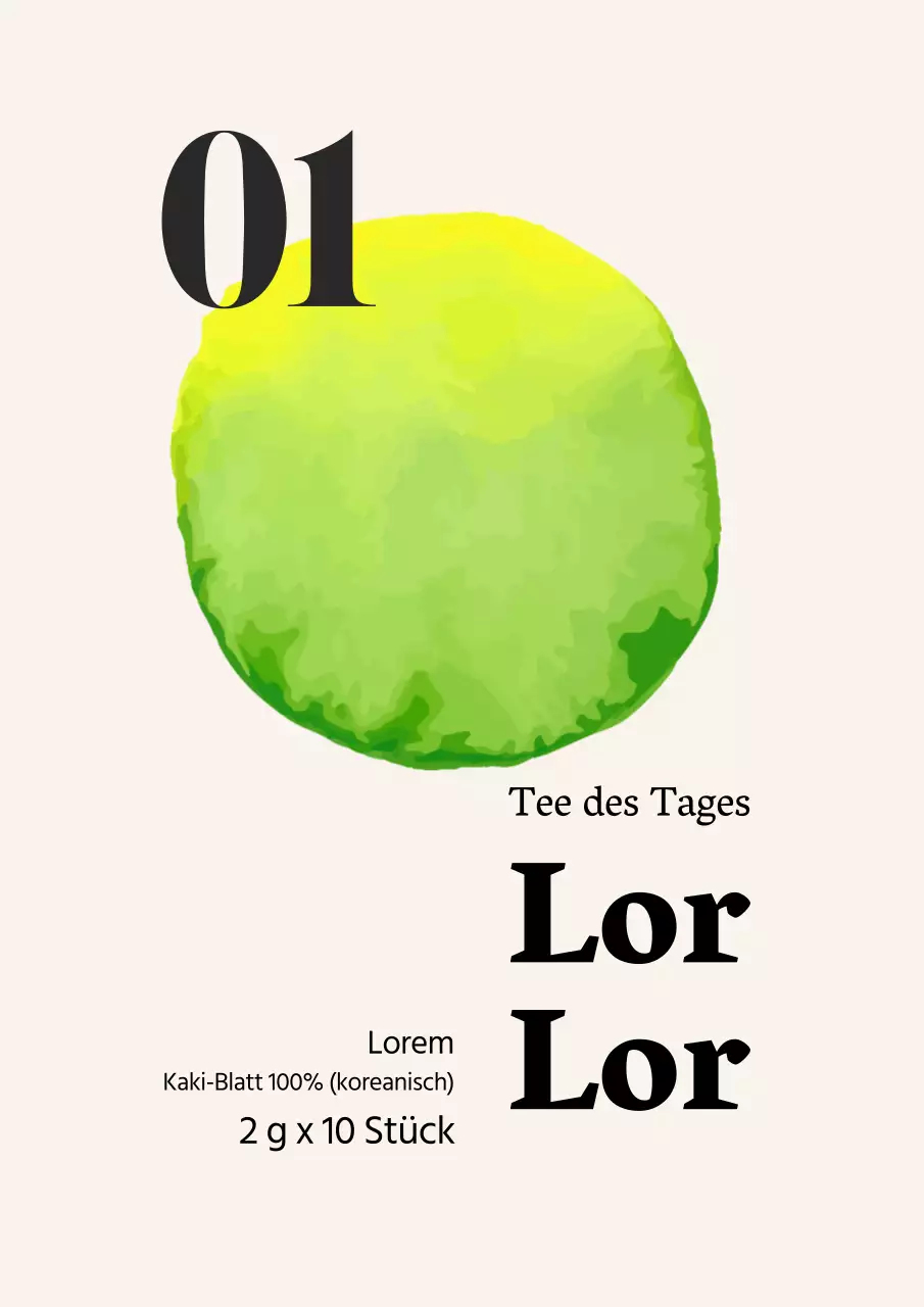 Abstrakte Illustration Cafe grüner Tee Tasche Etikett