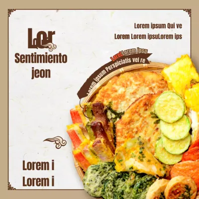 Se vende una fuente de comida Chuseok marrón de inspiración tradicional y temática festiva