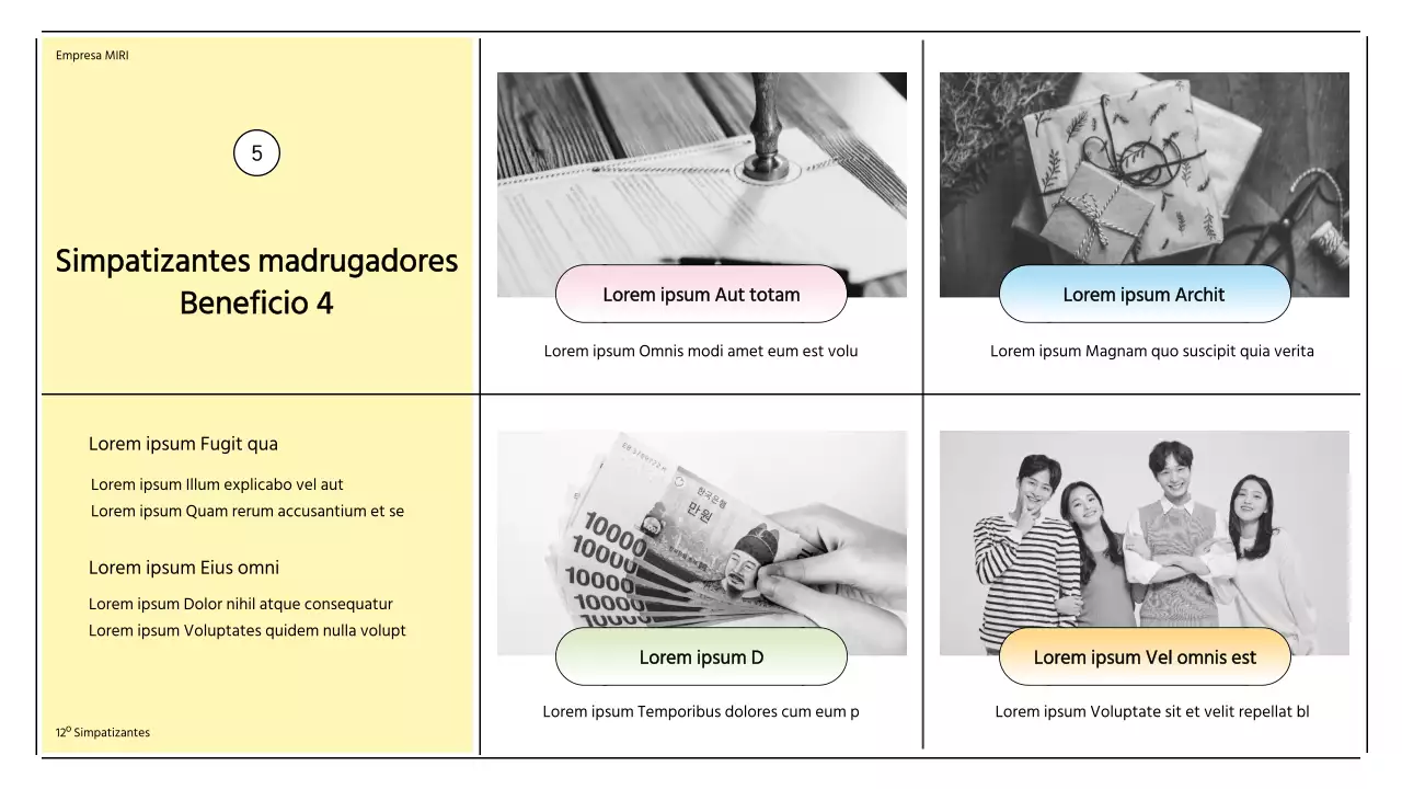 Ceremonia de presentación de los apoyos con formas de sol en colores pastel