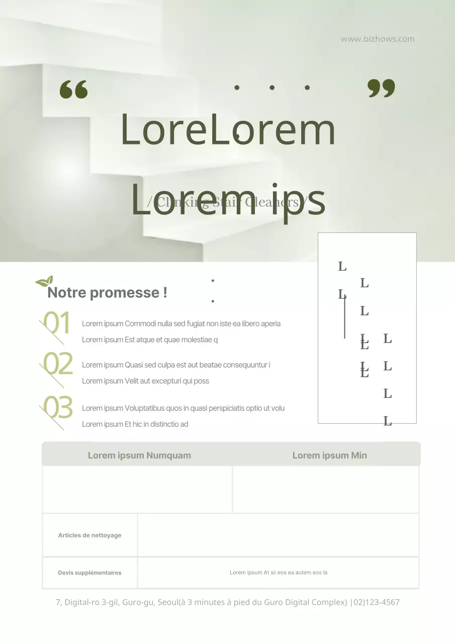 Faites la promotion de votre nettoyeur d'escaliers avec une photo d'un escalier vert.