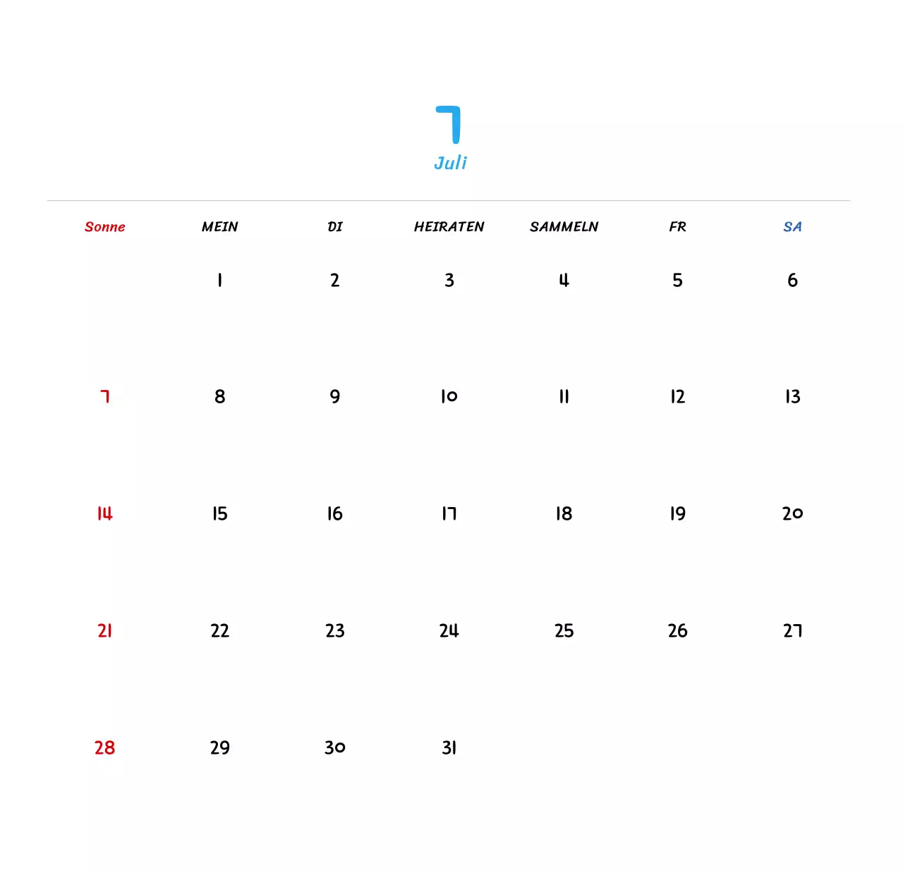 Neujahrskalender mit niedlichen Illustrationen