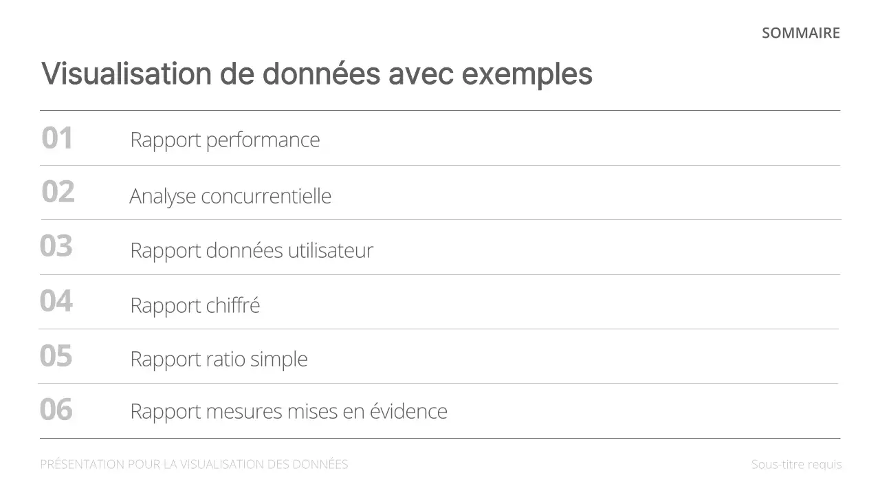 Rapports d'analyse de données minimalistes sur fond blanc