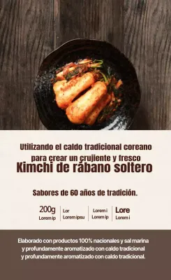 Datos alimentarios del kimchi de rábano soltero