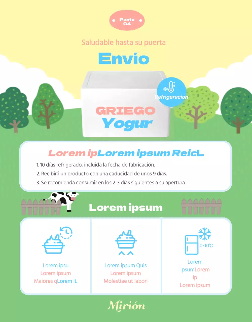 Información sobre el yogur en simpáticas ilustraciones en tonos pastel