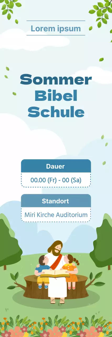 Einführung einer hübschen, hellblau-grünen Sommerbibelschule der Kirche