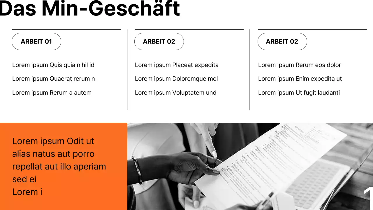  Minimalistischer Geschäftsbericht in Orange und Schwarz