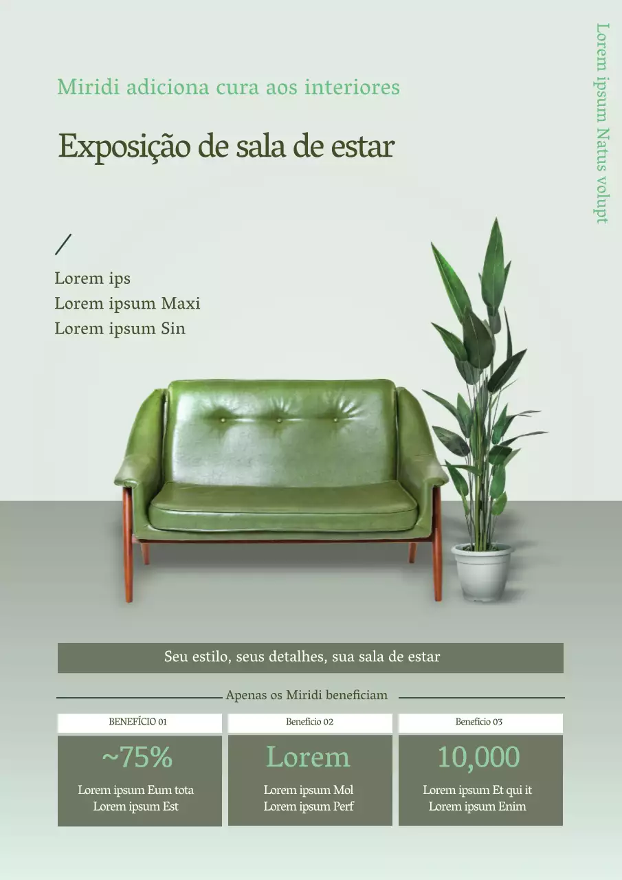 Cartaz promocional de evento com interior de mobiliário verde
