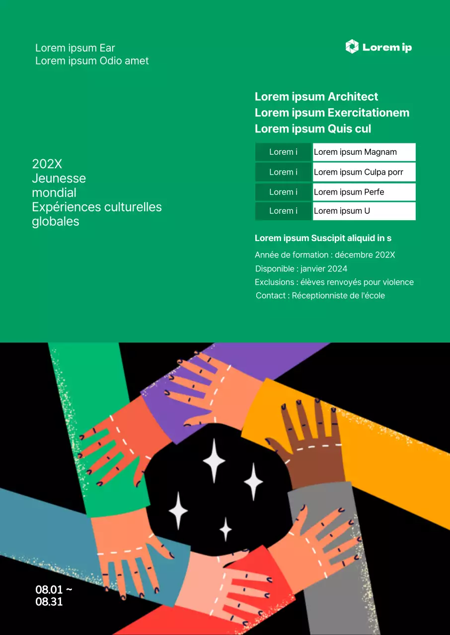 Recruter des activités avec des illustrations multiculturelles sur fond vert