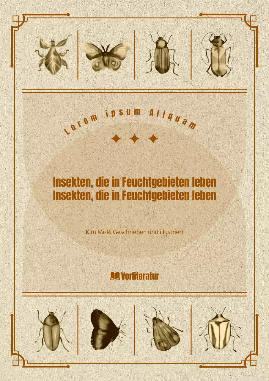 Informationen über Insekten in einem Vintage-Split-Layout mit Brauntönen