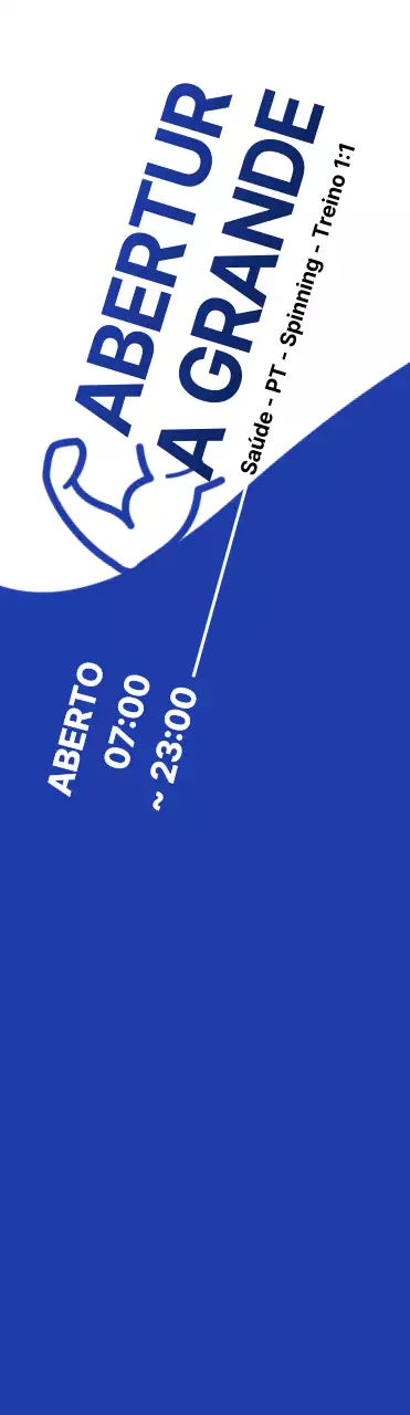 Promover o Fitness Open com um visual azul e branco fresco